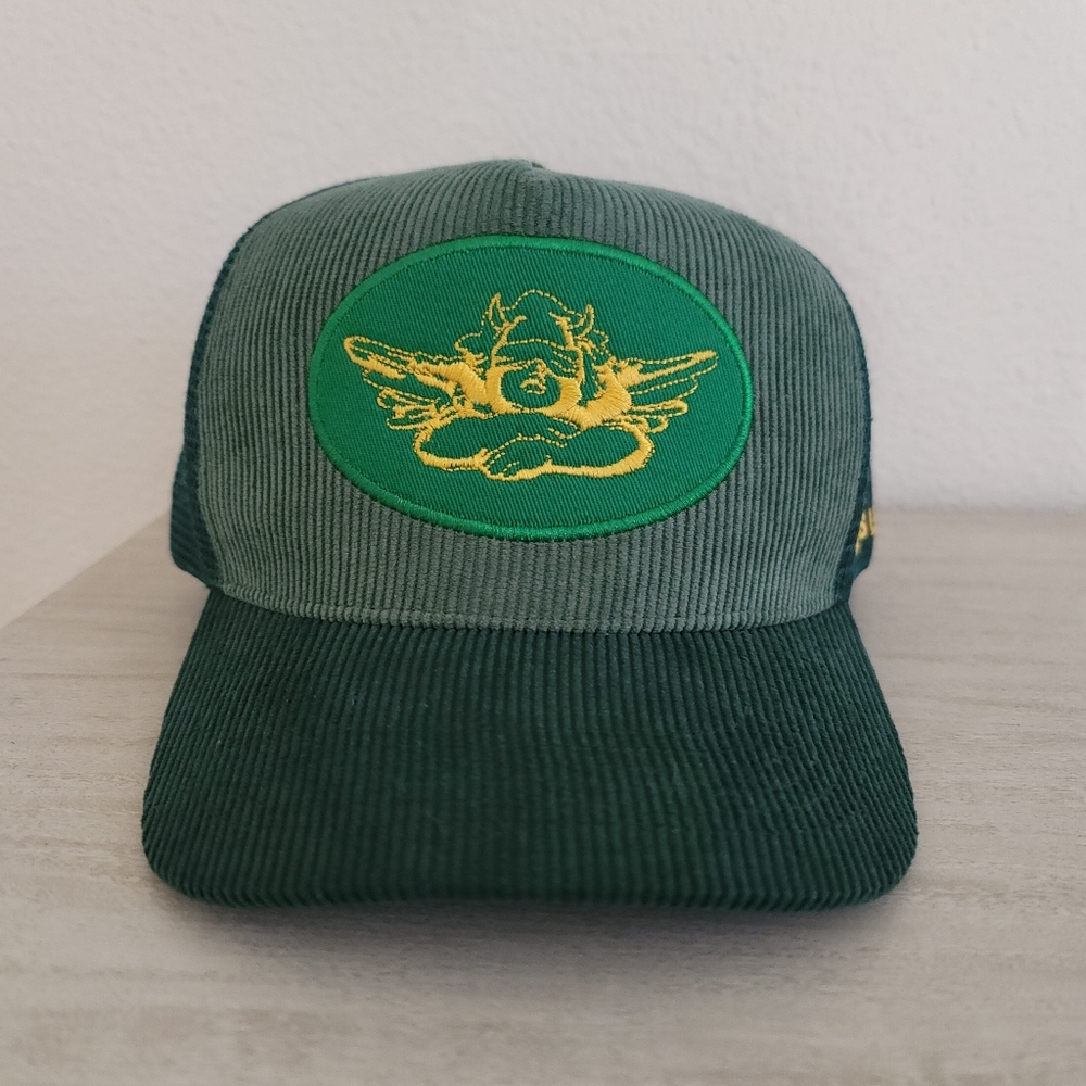 Boys Lie Corduroy Trucker Hat Green Snapback One Size